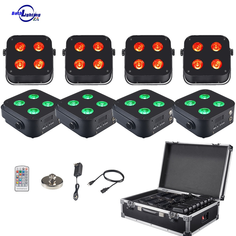 IR4 Mini Uplights 4X12W - 8-Pack - Black (Charging Flight Case)