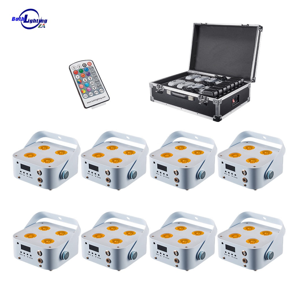 IR4 Mini Uplights 4X12W - 8-Pack - White (Charging Flight Case)