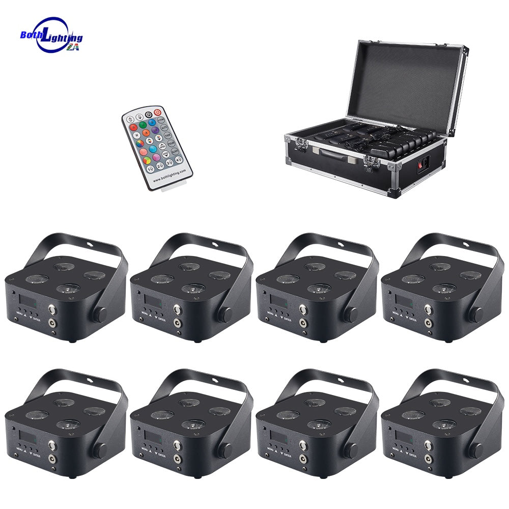 IR4 Mini Uplights 4X12W - 8-Pack - Black (Charging Flight Case)